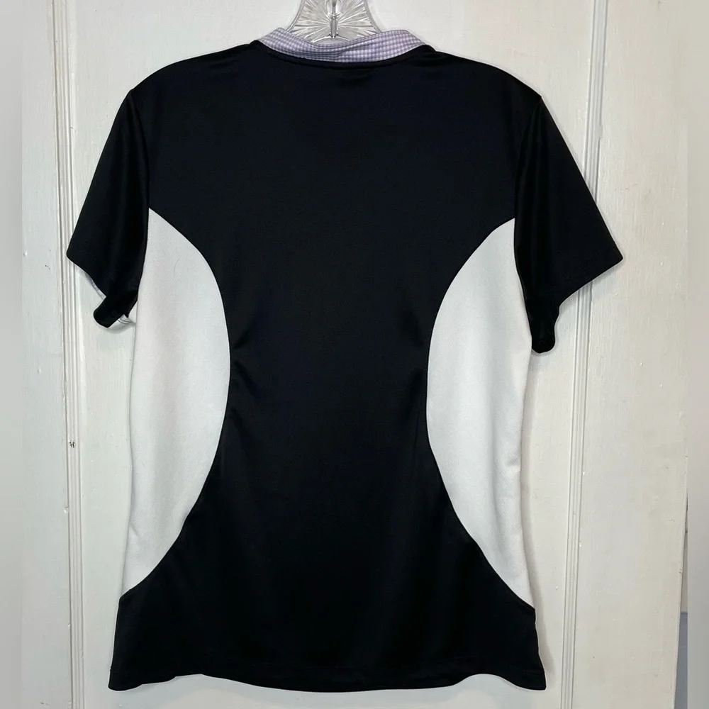 IZOD Golf Shirt Cool Fx Quarter Zip Short Sleeve Black Purple White Sz L - Picture 2 of 5